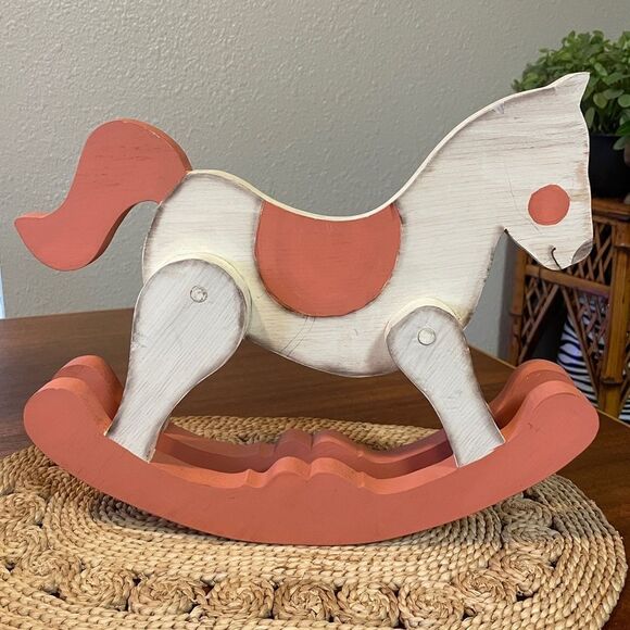 Vintage Full Art Wooden Rocking Horse Hand Painted and Finished on One Side - Picture 10 of 14